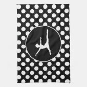 Zwarte en witte pooldots; ballet theedoek (Verticaal)