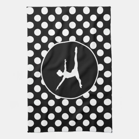 Zwarte en witte pooldots; ballet theedoek (Verticaal)