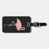  zwarte en witte pooldots met Flamingo Bagagelabel (Voorkant horizontaal)