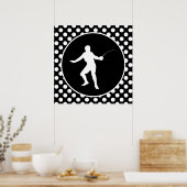 Zwarte en witte pooldots; omheining poster (Keuken)