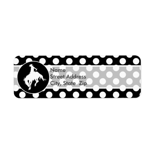 Zwarte en witte pooldots; Rodeo Cowboy Etiket (Voorkant)