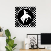 Zwarte en witte pooldots; Rodeo Cowboy Poster (Thuiskantoor)
