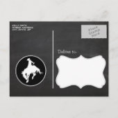 Zwarte en witte pooldots; Rodeo Cowboy Uitnodiging Briefkaart (Achterkant)