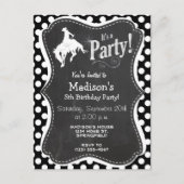 Zwarte en witte pooldots; Rodeo Cowboy Uitnodiging Briefkaart (Voorkant)