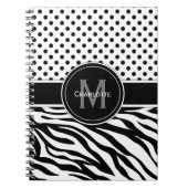 Zwarte en witte poolpunten en Zebra Print Notitieboek (Voorkant)