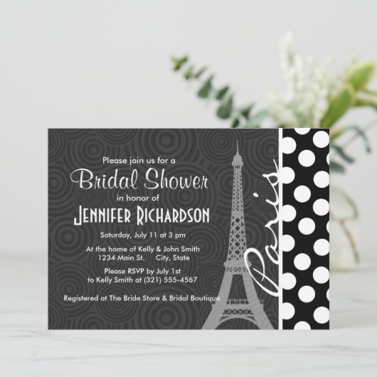 Zwarte en witte poolwand, Stippen; Parijs Kaart (Staand voorkant)