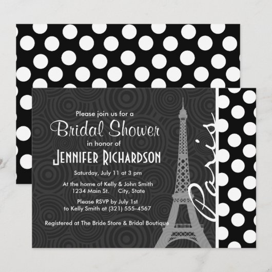 Zwarte en witte poolwand, Stippen; Parijs Kaart (Voorkant / Achterkant)