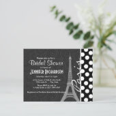 Zwarte en witte poolwond, Stippen; Parijs Uitnodiging Briefkaart (Staand voorkant)