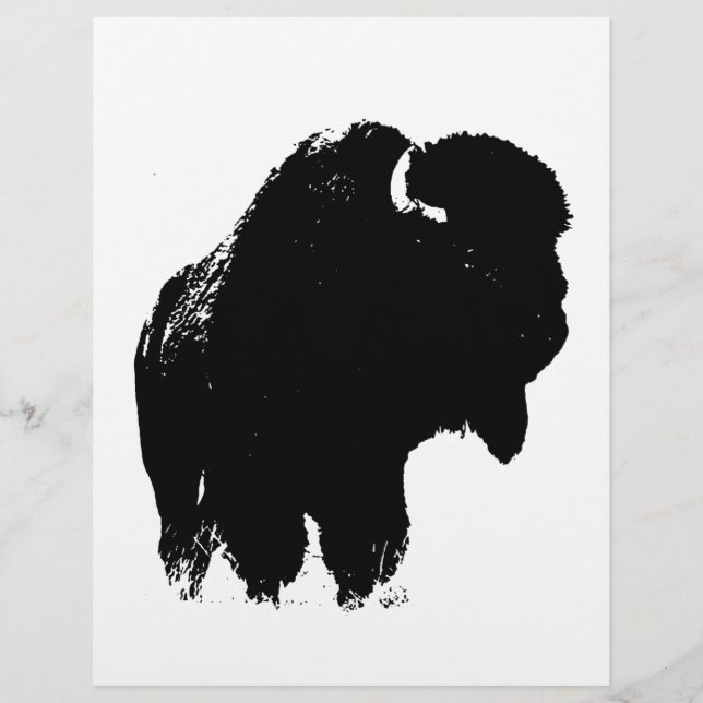 Zwarte en witte Pop Art Bison Buffalo (Voorkant)