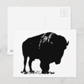 Zwarte en witte Pop Art Bison Buffalo Briefkaart (Voorkant / Achterkant)