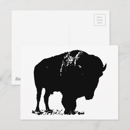 Zwarte en witte Pop Art Bison Buffalo Briefkaart (Voorkant / Achterkant)