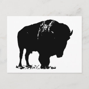 Zwarte en witte Pop Art Bison Buffalo Briefkaart