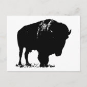 Zwarte en witte Pop Art Bison Buffalo Briefkaart (Voorkant)