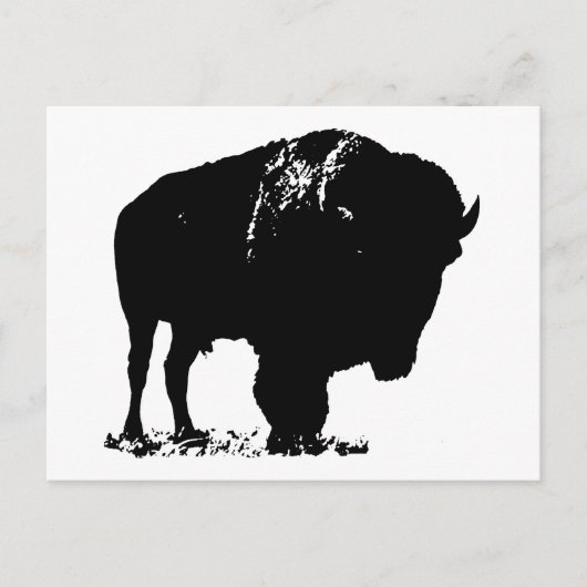 Zwarte en witte Pop Art Bison Buffalo Briefkaart (Voorkant)