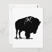 Zwarte en witte Pop Art Bison Buffalo Briefkaart (Voorkant / Achterkant)