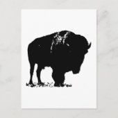 Zwarte en witte Pop Art Bison Buffalo Briefkaart (Voorkant)