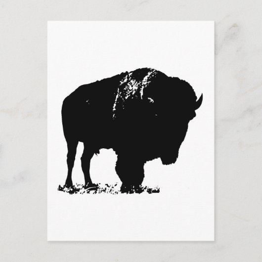Zwarte en witte Pop Art Bison Buffalo Briefkaart (Voorkant)
