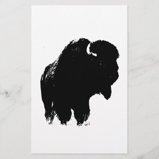 Zwarte en witte Pop Art Bison Buffalo Briefpapier (Voorkant)