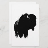 Zwarte en witte Pop Art Bison Buffalo Briefpapier (Voorkant / Achterkant)