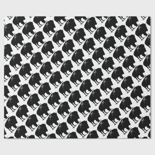 Zwarte en witte Pop Art Bison Buffalo Cadeaupapier (Vlak)