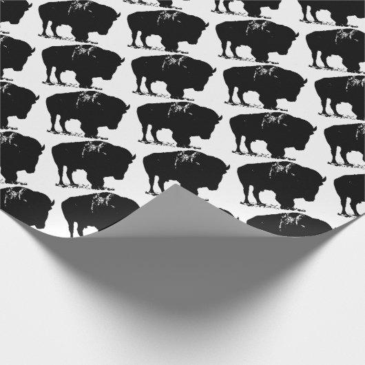 Zwarte en witte Pop Art Bison Buffalo Cadeaupapier (Hoek)