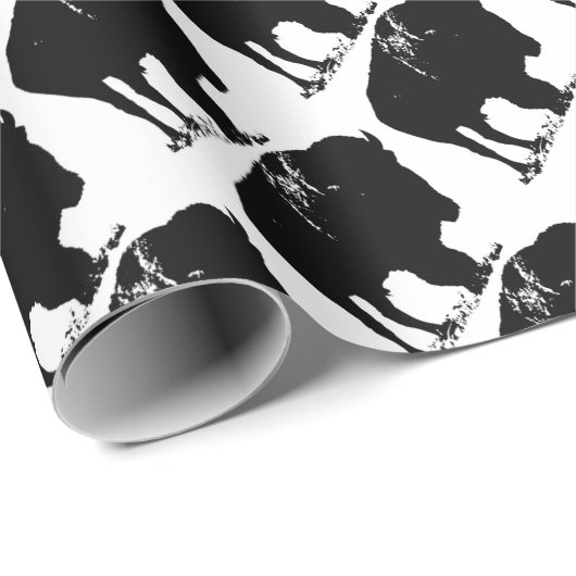 Zwarte en witte Pop Art Bison Buffalo Cadeaupapier (Rol Hoek)