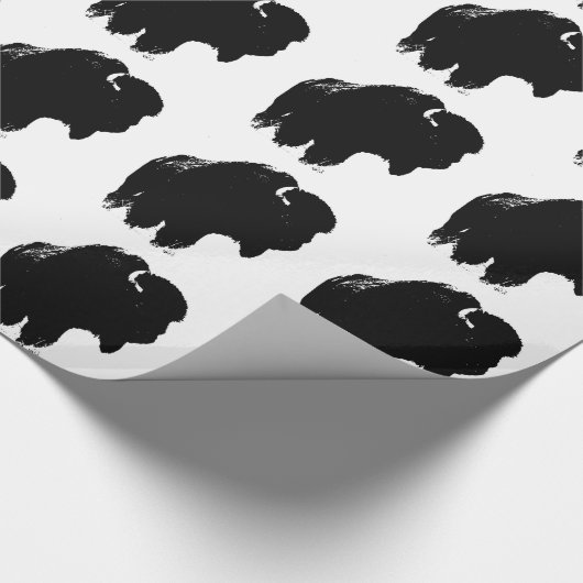 Zwarte en witte Pop Art Bison Buffalo Cadeaupapier (Hoek)
