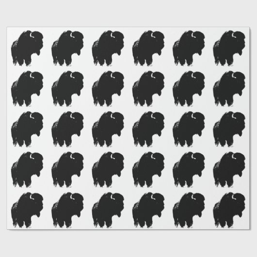 Zwarte en witte Pop Art Bison Buffalo Cadeaupapier (Vlak)