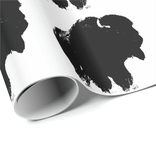 Zwarte en witte Pop Art Bison Buffalo Cadeaupapier (Rol Hoek)