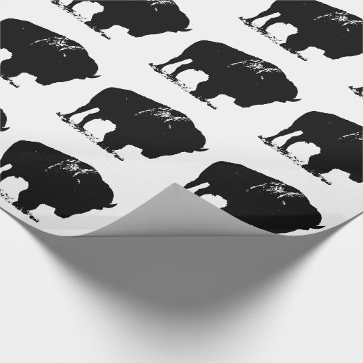 Zwarte en witte Pop Art Bison Buffalo Cadeaupapier (Hoek)