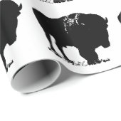 Zwarte en witte Pop Art Bison Buffalo Cadeaupapier (Rol Hoek)