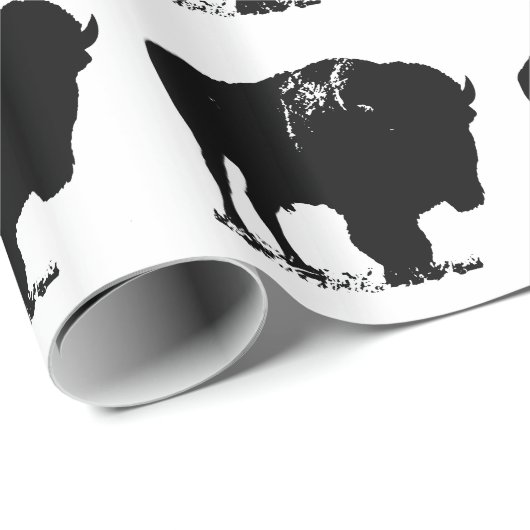 Zwarte en witte Pop Art Bison Buffalo Cadeaupapier (Rol Hoek)