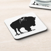 Zwarte en witte Pop Art Bison Buffalo Drankjes Onderzetter (Linkerzijde)