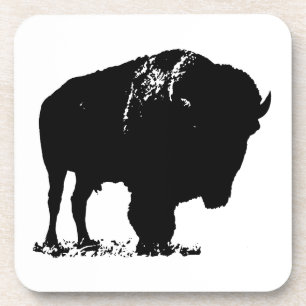 Zwarte en witte Pop Art Bison Buffalo Drankjes Onderzetter
