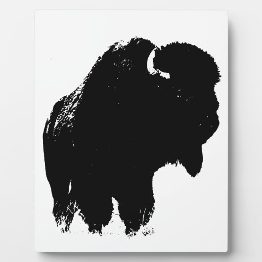 Zwarte en witte Pop Art Bison Buffalo Fotoplaat (Voorkant)