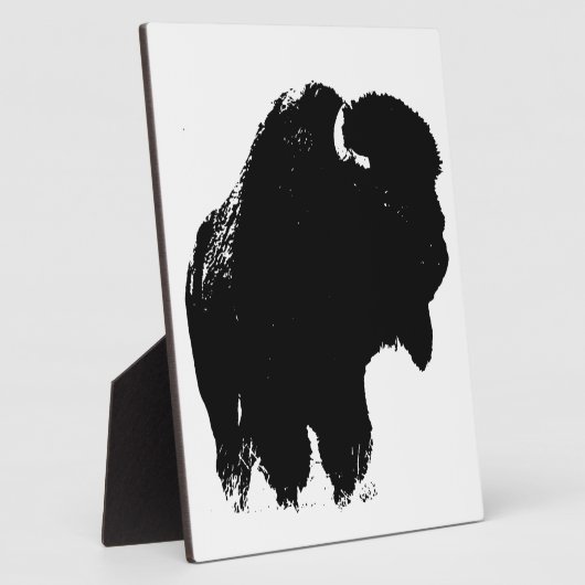 Zwarte en witte Pop Art Bison Buffalo Fotoplaat (Zijkant)