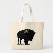 Zwarte en witte Pop Art Bison Buffalo Grote Tote Bag (Voorkant)