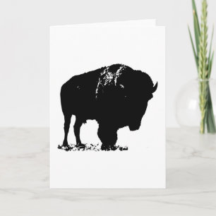 Zwarte en witte Pop Art Bison Buffalo Kaart