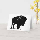 Zwarte en witte Pop Art Bison Buffalo Kaart (Gele Bloem)