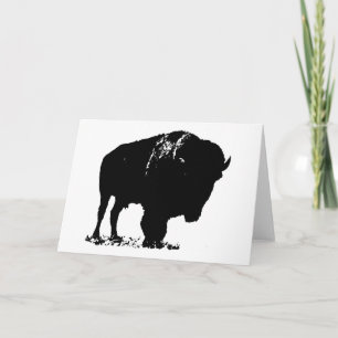 Zwarte en witte Pop Art Bison Buffalo Kaart