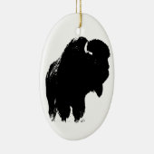 Zwarte en witte Pop Art Bison Buffalo Keramisch Ornament (Rechts)