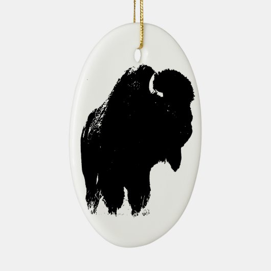 Zwarte en witte Pop Art Bison Buffalo Keramisch Ornament (Rechts)