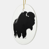 Zwarte en witte Pop Art Bison Buffalo Keramisch Ornament (Links)