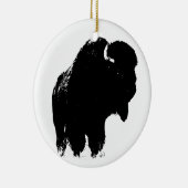 Zwarte en witte Pop Art Bison Buffalo Keramisch Ornament (Rechts)