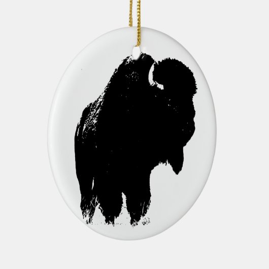Zwarte en witte Pop Art Bison Buffalo Keramisch Ornament (Rechts)