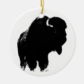 Zwarte en witte Pop Art Bison Buffalo Keramisch Ornament (Voorkant)