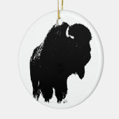 Zwarte en witte Pop Art Bison Buffalo Keramisch Ornament (Links)