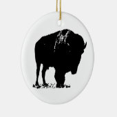 Zwarte en witte Pop Art Bison Buffalo Keramisch Ornament (Rechts)