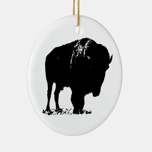Zwarte en witte Pop Art Bison Buffalo Keramisch Ornament (Rechts)