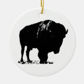 Zwarte en witte Pop Art Bison Buffalo Keramisch Ornament (Voorkant)